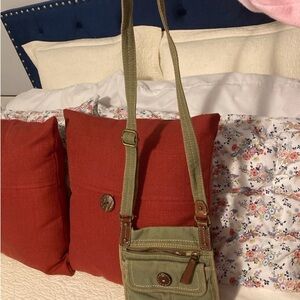 Source Unknown Olive Green Canvas Crossbody Bag